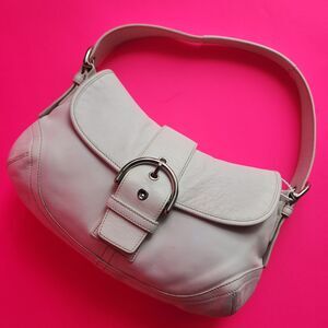 Vintage Y2K Coach SOHO Hobo 9248 White Leather Silver Medium Shoulder Bag Purse